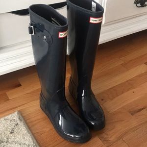 Hunter Boots Original Gloss, Navy Blue size 8